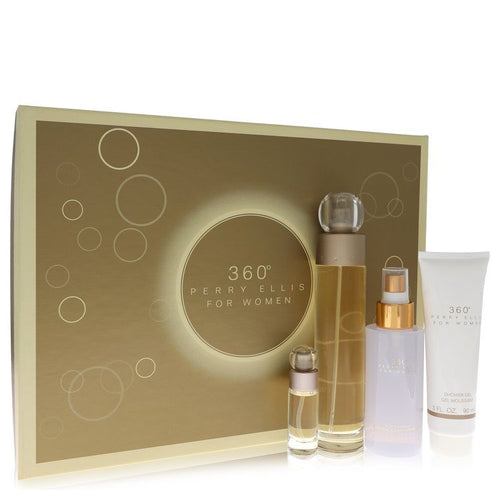 perry ellis 360 by Perry Ellis Gift Set -- 3.4 oz Eau De Toilette Spray + 4 oz Body Mist + 3 oz Shower Gel + .25 Mini EDT Spray for Women