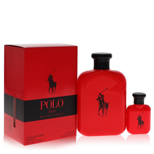 Polo Red by Ralph Lauren Gift Set -- 4.2 oz Eau De Toilette Spray + 0.5 oz Mini EDT for Men